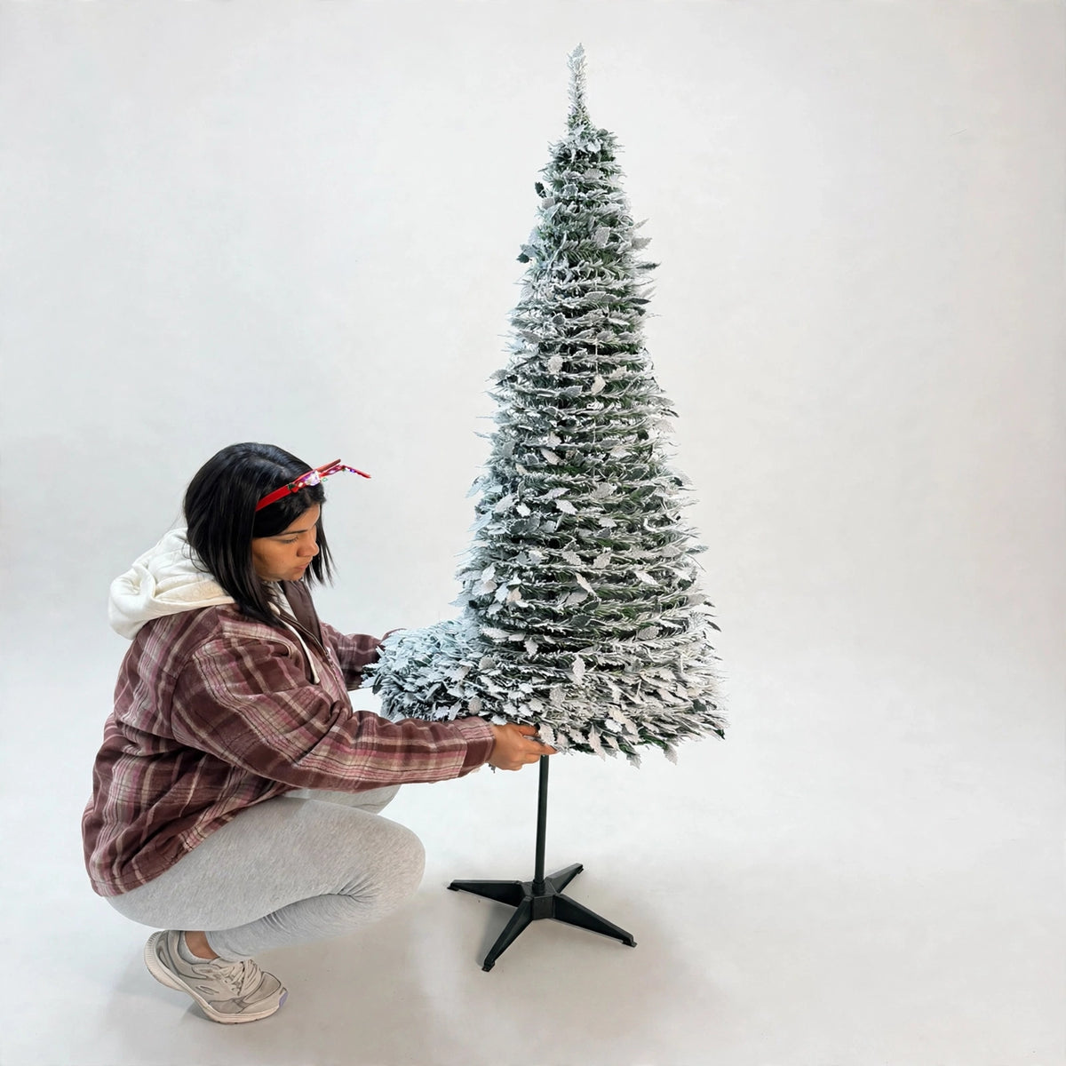Arbol Plegable Navidad Premium Verde Nevado