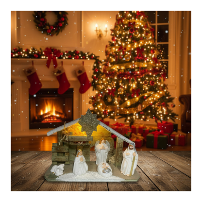 Pesebre De Navidad Nacimiento Chico Madera Adorno De Mesa