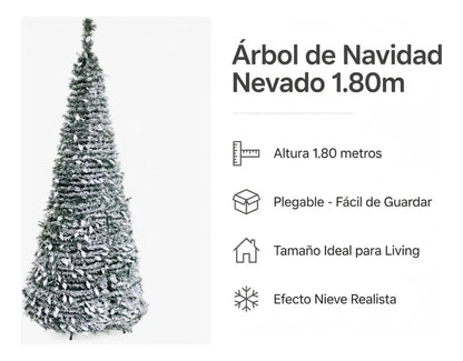 Arbol Plegable Navidad Premium Verde Nevado