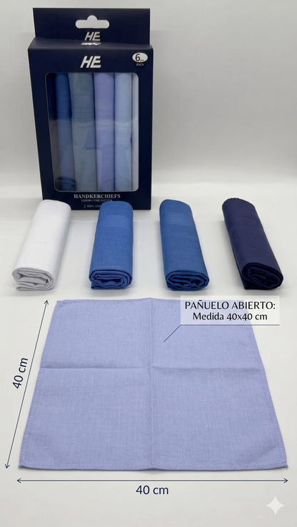 Pañuelos Para Hombre, 100% Algodón 6 Und 40x40 Premium