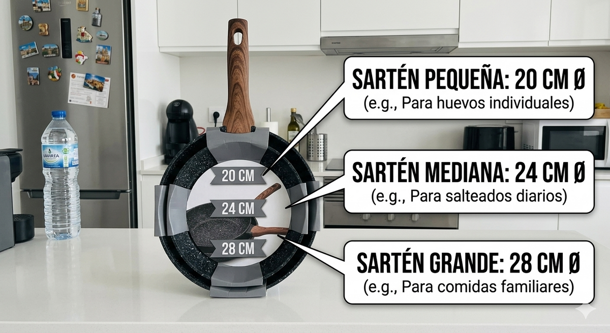 Set 3 sartenes cerámicos antiadherentes 20, 24 y 28 cm