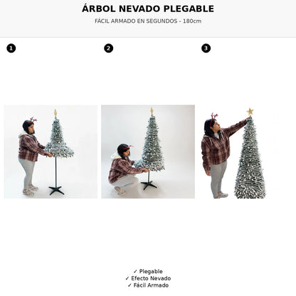 Arbol Plegable Navidad Premium Verde Nevado