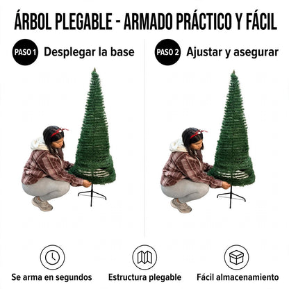 Árbol De Navidad Plegable 1.80m Decoración Fácil ✨