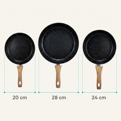 Set 3 sartenes cerámicos antiadherentes 20, 24 y 28 cm