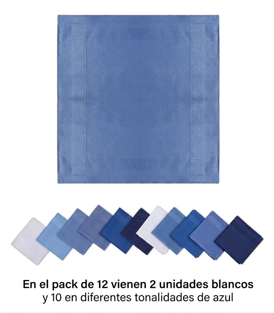 Pañuelos Para Hombre, 100% Algodón 12 Und 40x40 Premium